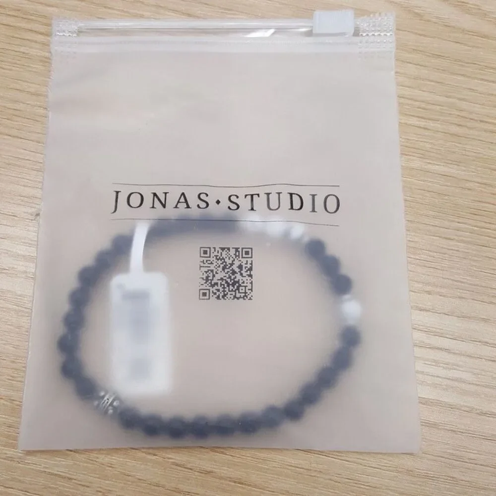 JONAS STUDIO Mens Bracelet Black Dakota Mixed Semi Precious Beaded Stretch